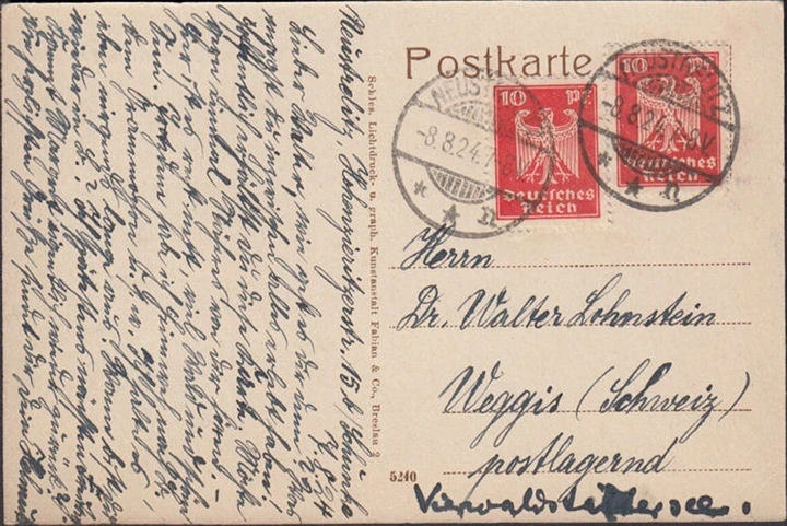 AK Neustrelitz, Südspitze von Helgoland am Zierker See, gelaufen 1924