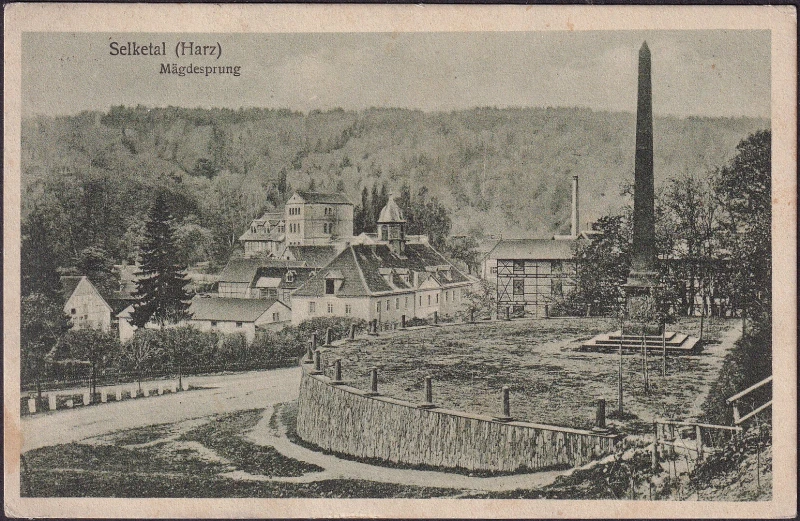 AK Mägdesprung, Hotel Mägdesprung, Obelisk, Teilansicht, gelaufen 1926