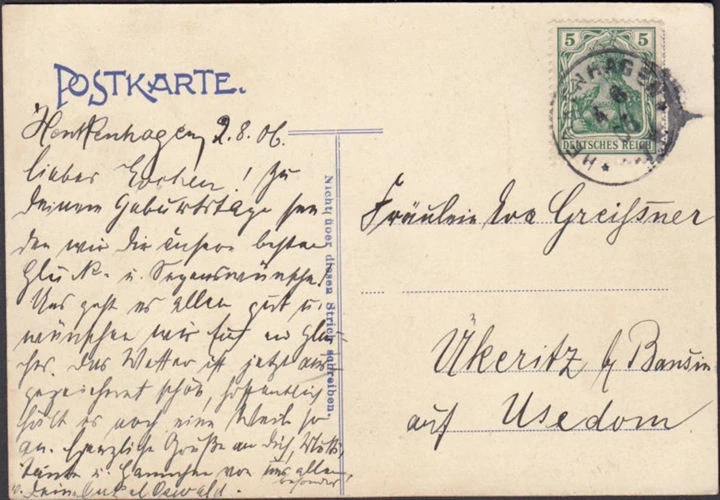 AK Gruss von der Ostseeeküste, Henkenhagen, Rauchkate, gelaufen 1906