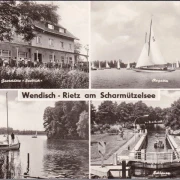 AK Wendisch Rietz, Gaststätte Seeblick, Schleuse, Regatta, gelaufen 1979