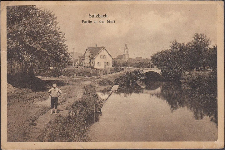 AK Sulzbach, Partie an der Murr, Kirche, gelaufen 1926