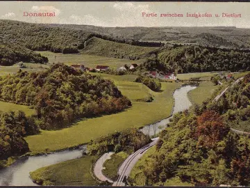 AK Partie zwischen Inzigkofen und Dietfurt, Feldpost, Landwehr Karlsruhe, Truppenübungsplatz Heuberg, gelaufen 1914