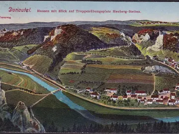 AK Hausen mit Blick auf Truppenübungsplatz Heuberg, Feldpost, gelaufen 1916