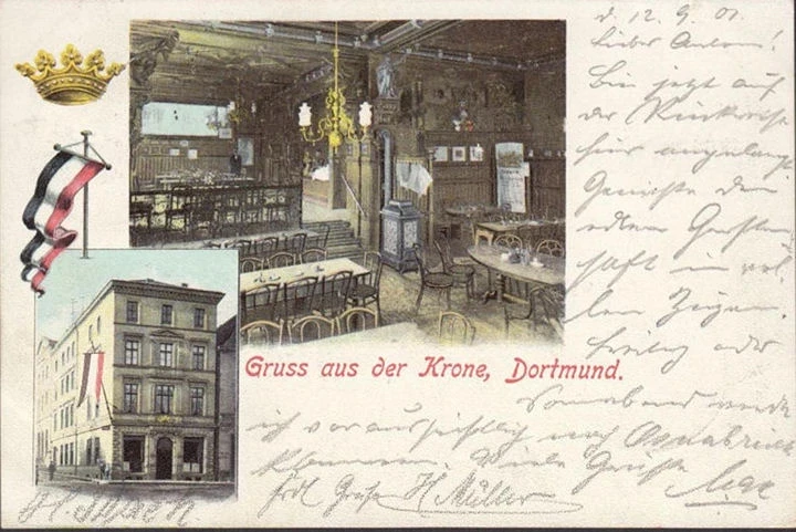 AK Dortmund, Gruss aus der Krone, Restaurant, gelaufen 1901