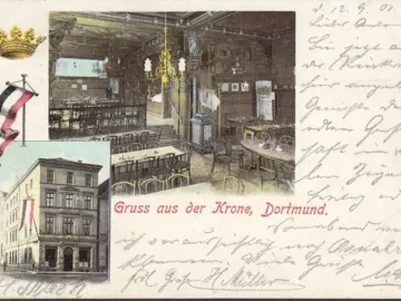 AK Dortmund, Gruss aus der Krone, Restaurant, gelaufen 1901