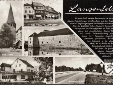 AK Langenfeld, Haus Graven, Hauptstraße, Schwanenmühle, Autobahnauffahrt, ungelaufen