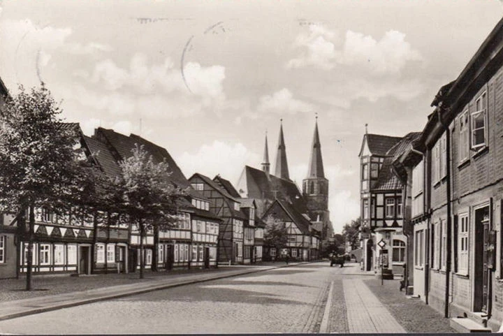 AK Duderstadt, Obertorstraße, Kirche, gelaufen