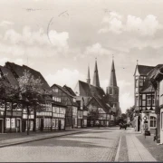 AK Duderstadt, Obertorstraße, Kirche, gelaufen