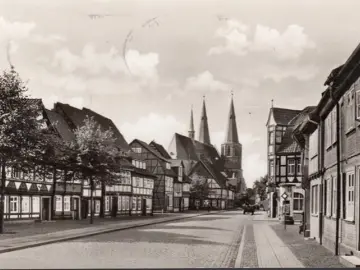 AK Duderstadt, Obertorstraße, Kirche, gelaufen