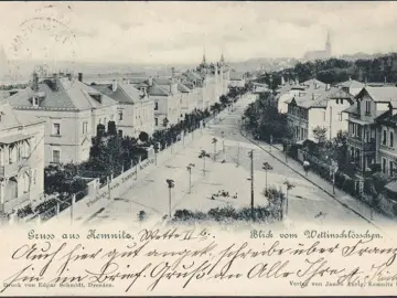 AK Gruss aus Chemnitz, Blick vom Wettinschlösschen, gelaufen 1899