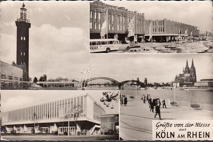 AK Köln, Grüße von der Messe, Bus, Messegelände, Stadtansicht, gelaufen 1964