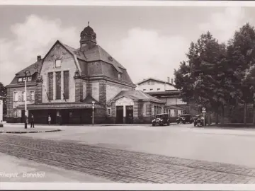 AK Reydt, Bahnhof, Litfaßsäule, Autos, ungelaufen