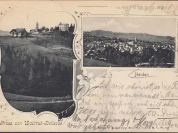 AK Gruss von Waldruh Bellevue, Stadtansicht von Heiden, gelaufen 1908