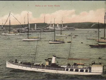 AK Kiel, Hafen der Kieler Woche, Schiffe und Boote, gelaufen 1912