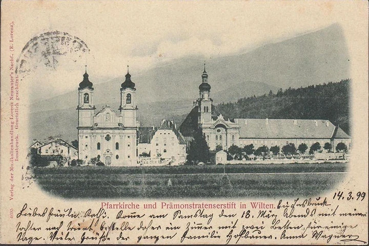 AK Wilten, Pfarrkirche und Prämonstratenserstift, gelaufen 1899