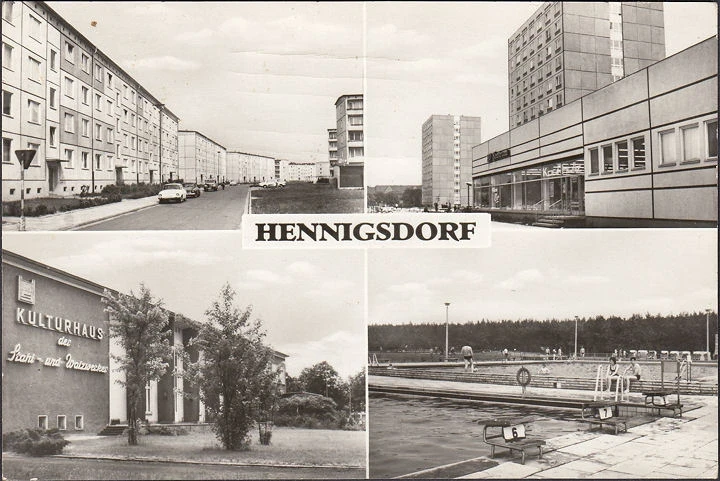 AK Hennigsdorf, Freibad, Siedlung, Kulturhaus, gelaufen