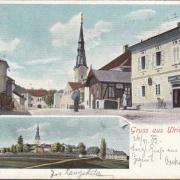 AK Gruss aus Ulrichsberg, Gasthaus, Kirche, Straßenpartie, gelaufen 1902