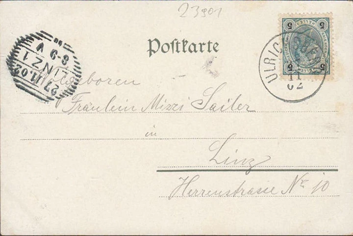 AK Gruss aus Ulrichsberg, Gasthaus, Kirche, Straßenpartie, gelaufen 1902