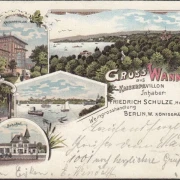 AK Gruss vom Wannsee, Kaiserpavillon, Grab, Bahnhof, gelaufen 1898