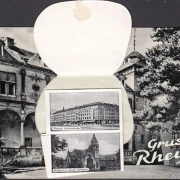 AK Rheydt, Schloss, 10 Minikarten, Nachgebühr, Rucksackkarte, gelaufen 1953