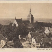 AK Burg auf Fehmarn, Kirche aus der Vogelschau, ungelaufen