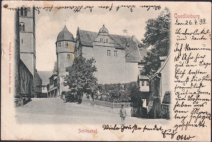 AK Quedlinburg, Schlosshof, gelaufen 1899