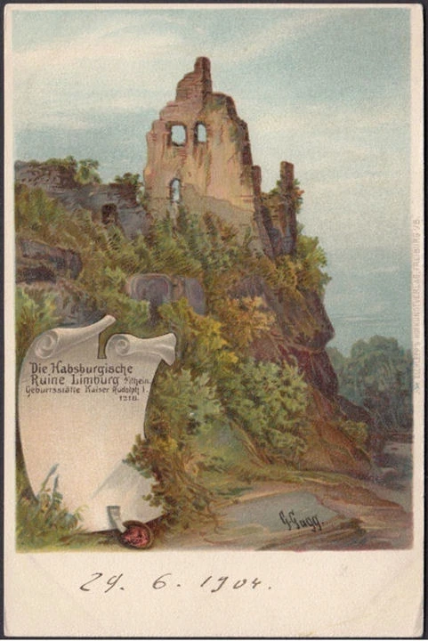 AK Limburg, Die Habsburgische Ruine, ungelaufen-datiert 1904