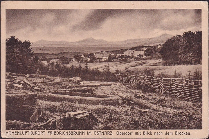 AK Friedrichsbrunn, Oberdorf mit Blick nach dem Brocken, ungelaufen