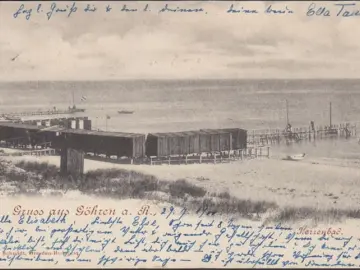 AK Gruss aus Göhren, Herrenbad, Umkleidehäuser, gelaufen 1900