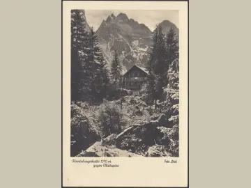 AK Garmisch Partenkirchen, Raintalangerhütte gegen Plattspitze, gelaufen 1947