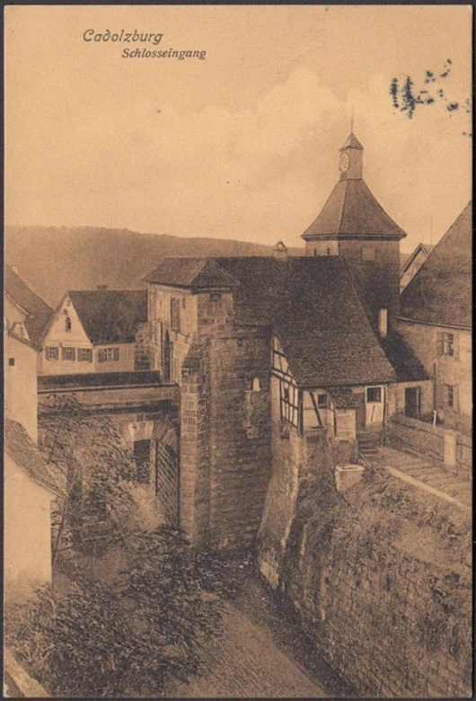 AK Cadolzburg, Schlosseingang, gelaufen 1909