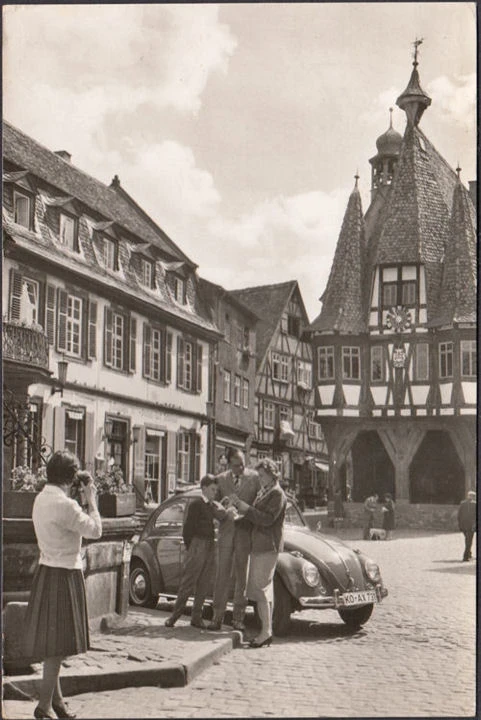 AK Bad Orb, Markt, Löwen Drogerie, Farben und Farbenhaus, gelaufen 1965