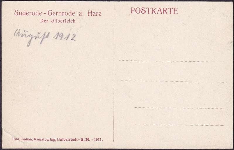 AK Gernrode, Silberteich, ungelaufen-datiert 1912