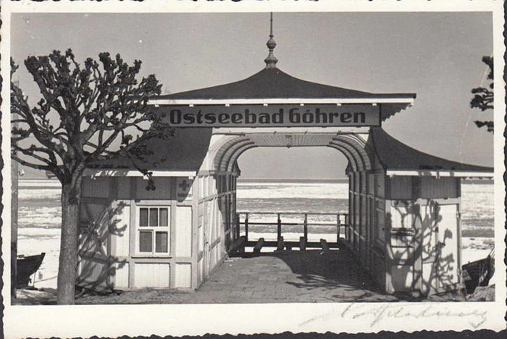 AK Göhren, Ehemaliger Eingang zum Strand, gelaufen 1962