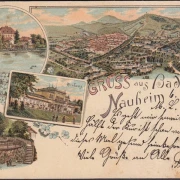 AK Gruss aus Bad Nauheim, Rathaus, Teichhaus, Stadtansicht, Sprudel, Litho, gelaufen 1904