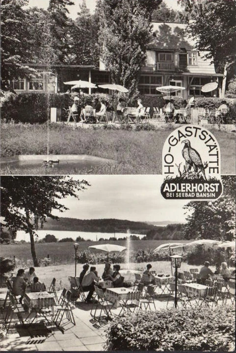 AK Bansin, HO Gaststätte Adlerhorst, Terrasse, gelaufen