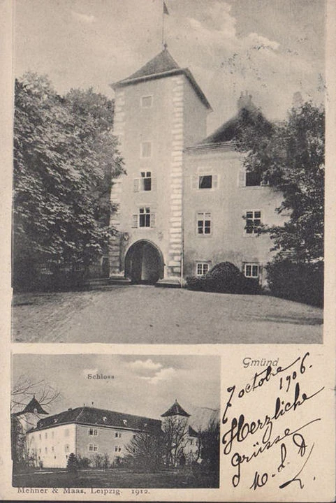 AK Gmünd, Schloss, gelaufen 1908