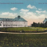 AK Großschweidnitz, Landesanstalt, Kirche mit Krankenhaus, ungelaufen- datiert 1916