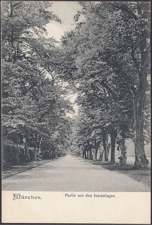 AK München, Partie aus dem Isargarten, Gräfin Gabrielle Reuttner, gelaufen 1906