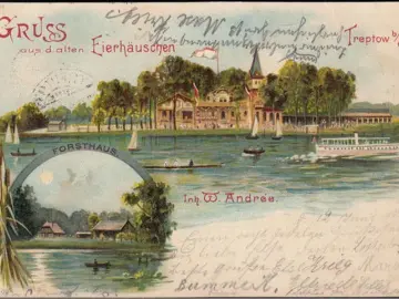 AK Treptow, Gruss aus dem alten Eierhäuschen, Forsthaus, gelaufen 1898