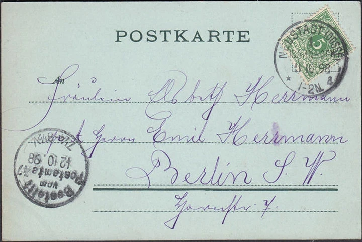 AK Gruss aus Neustadt, Dossepartie am Spiegelberg, gelaufen 1898