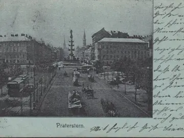 AK Wien, Praterstern, Pferdekutschen, gelaufen 1899