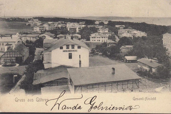 AK Gruss aus Göhren, Hotel Seeschloss, Stadtansicht, gelaufen 19??