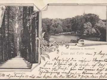 AK Gruss aus Eutin, Wasserallee, Eutinersee mit Stadtbucht, gelaufen 1900