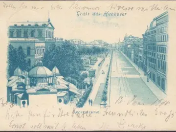 AK Gruss aus Hannover, Georgstraße, gelaufen 1900