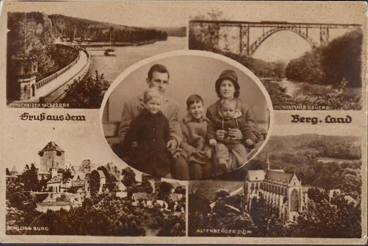 AK Gruss aus dem Berg Land, Talsperre, Müngstener Brücke, Schloss Burg, gelaufen 1964