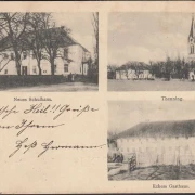 AK Thenning, Kirchberg Thening, Neues Schulhaus, Eckers Gasthaus, Stadtansicht, gelaufen 1899