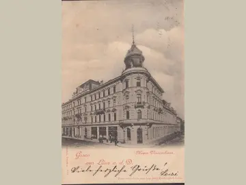 AK Gruss aus Linz, Neues Vereinshaus, gelaufen 1898