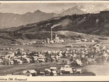 AK Reiting, Stadtansicht mit Industriegebiet, gelaufen 1956