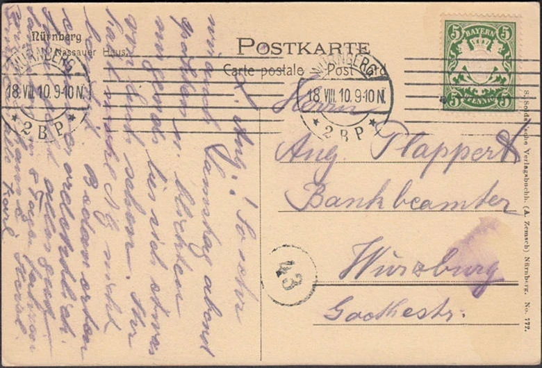 AK Nürnberg, Nassauer Haus, gelaufen 1910